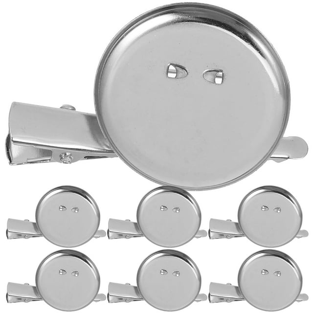 Milisten 20PCS Blank Disc with Crocodile Clip Iron Tray Brooch DIY Base Breastpin Making Bezels for Handwork Jewelry Making