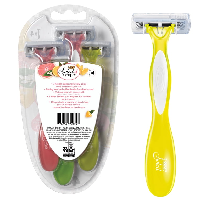 BIC Soleil Escape Women's Razors, 4-Blade Disposable Razor with