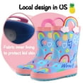 thumbnail image 5 of Kushyshoo Blue Rainbow Kids Rain Boots for Girls Toddler Waterproof Rubber Boots with Easy-On Handles Size 10, 5 of 6