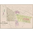 thumbnail image 2 of Thompson 14x11 Black Ornate Wood Framed with Double Matting Museum Art Print Titled - San Leandro California Plan - Thompson 1878, 2 of 4