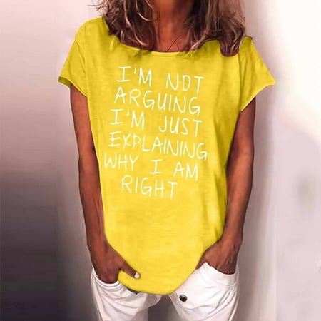 

Simplmasygenix Women Tops Summer Clearance Women s Casual T-Shirt Funny Letter Printed Short Sleeve O-Neck Tees Top