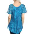 thumbnail image 2 of Sakkas Zoya Marbled Embroidery Cap Sleeves Blouse / Top - Dark Blue - One Size, 2 of 5