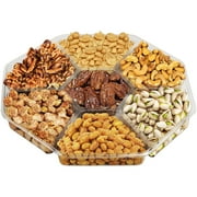 Nuts Gift Basket - Gourmet Holiday Nuts Gift Basket - 7 Sectional Platter With a Variety of Freshly Roasted Nuts - Beautifully Packaged.