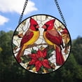 thumbnail image 2 of Family Christmas Gift - Cardinal Bird Christmas Stained Glass Hanging Ornament - Evergreen Holiday Tree Decoration, Gift for Family & Friends, 2 of 3