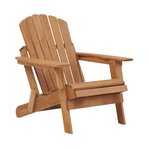 Oversized Wooden Outdoor Folding Adirondack Chair, with Pre-Assembled Back and Seat Panel, Wooden Patio Chair for Garden Backyard, Porch, Pool