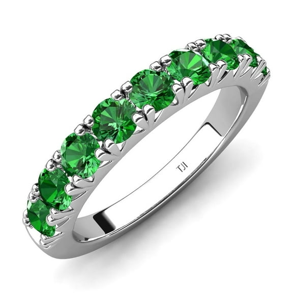 TriJewels 1.04 ctw Green Garnet (3.00 mm) 9 Stone Wedding Band in 10K Gold