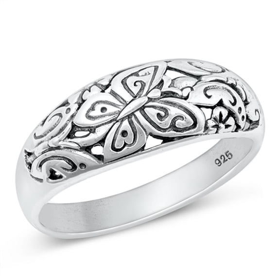 Butterfly Ring .925 Oxidized Sterling Silver Band Jewelry Female Male Unisex Size 5