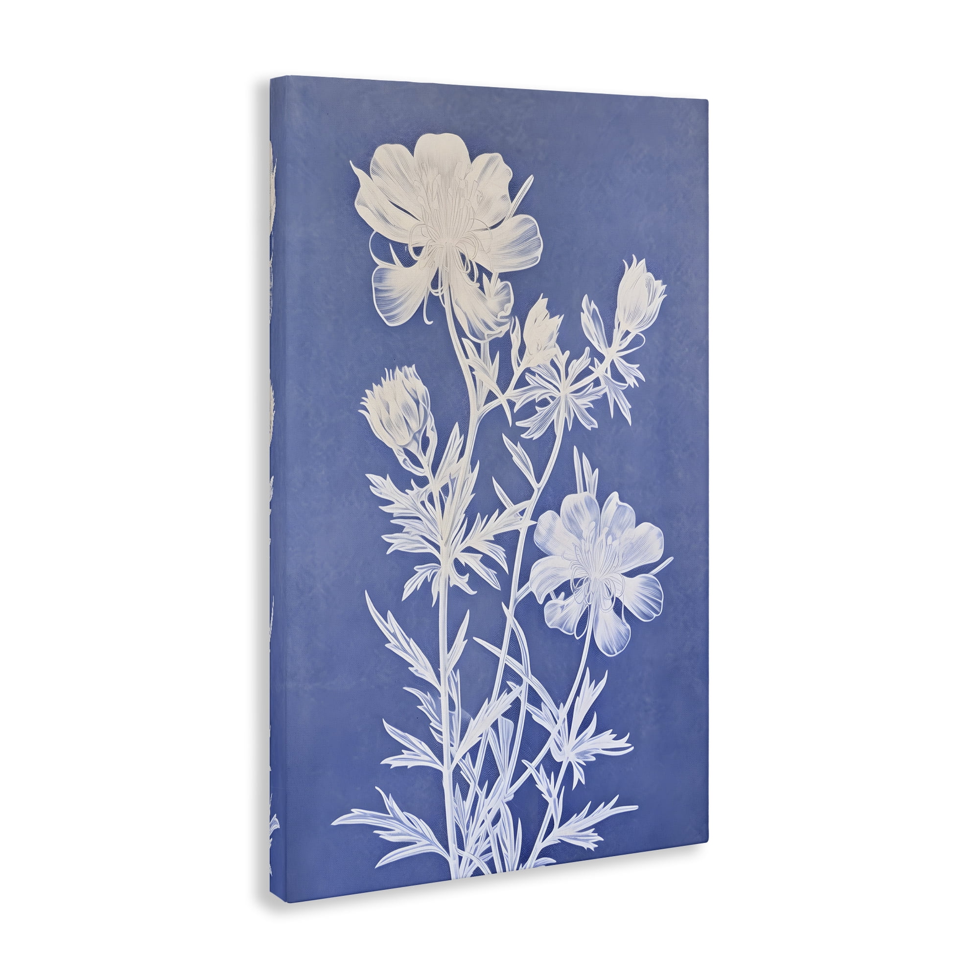 Stupell Industries Cerulean Botanical Pattern Botanical & Floral Painting Gallery Wrapped Canvas Art Print Wall Art, 16 x 24