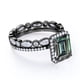 thumbnail image 3 of JeenMata Anillo de Bodas con Halo Enmarcado de 2 Quilates de Alejandrita Sintética de Corte Esmeralda y Moissanita Engastado con Banda de Bodas de Eternidad - Oro Negro de 18 K sobre Plata, 3 of 4