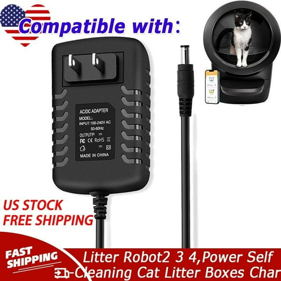 AC Charger Compatible with Litter Robot2 3 4,Power Supply Self-Cleaning Cat Litter Boxes