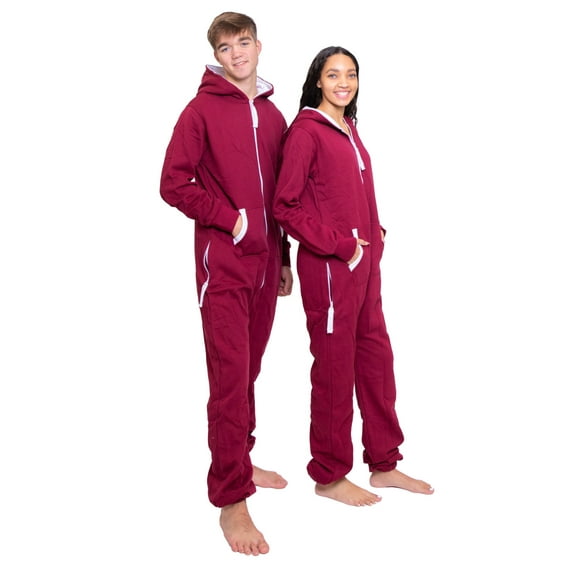 Maroon Hoodie Onesie Jumpsuit Premium One-Piece SweatSuit for Men & Women