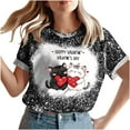 thumbnail image 5 of mihongmao Valentine Graphic T Shirts for Women Round Neck Print Casual Print Short Sleeved Short Sleeved Round Neck Top/shirt Black 5X, 5 of 7