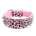 thumbnail image 2 of Flmtop Large Dog Metal Rivets Collars Traction Leash Anti-breaking Neck Belt Pet Supply Leopard Pink, 2 of 9