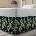 thumbnail image 1 of Vintage Bed Skirt, Pattern with Blooming Wild Flowers and Dragonflies Romantic Garden, Elastic Bedskirt Dust Ruffle Wrap Around for Bedding Decor, 4 Sizes, Mint Green Dark Blue, by Ambesonne, 1 of 2