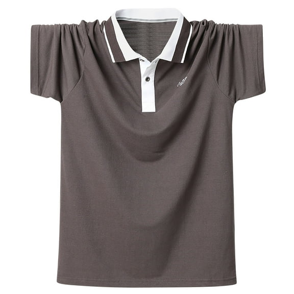 ZCFZJW Big and Tall Polo Shirts for Men Loose Lightweight Casual Short Sleeve 1/4 Button up V Neck Henley Shirts Trendy Sport Athletic Workout Tees Tops Dark Gray L