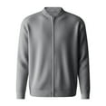 thumbnail image 4 of IWRICH Men's Ribbed Stand Collar Knit Jacket Full Zip Textured Cardigan for Casual Office Wear Grey M, 4 of 4