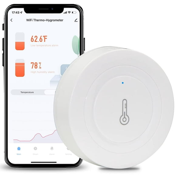 HLONK Smart Humidity Temperature Sensor  Compatible with Alexa   WiFi Thermometer Hygrometer Remote Monitor with App Alert  for House Greenhouse  Wine Room  Incubator (5G WiFi Not Support