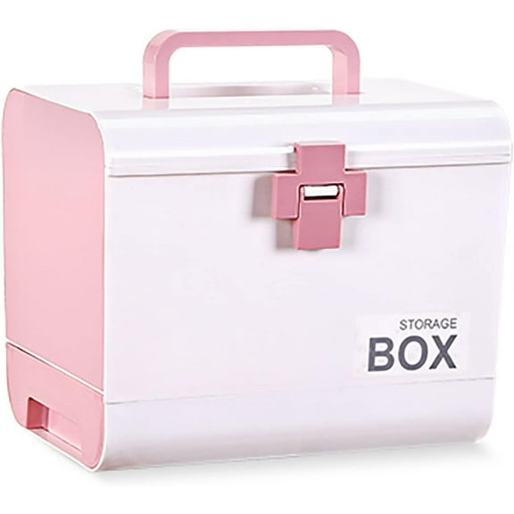RKXQT Family Medicine Cabinet Large-Capacity Multi-Layer Storage Box Portable Medical First Aid Kit with Handle (Color : Pink)