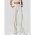 thumbnail image 5 of Women'S Comfortable Wide Leg Pants Big Pocket Fitness Yoga Pants Sports Casual Pants Extended White L, 5 of 8