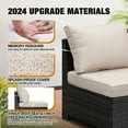 thumbnail image 5 of JOYURE 5 Pieces Patio Furniture set All-Weather Outdoor Wicker Sectional Conversation Sofa Rattan patio seating sofa with cushion and Glass Table and Ottoman for Porch Poolside,Beige, 5 of 8