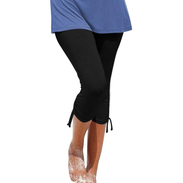 Pantalons Cargo Décontractés pour Femmes par Generic TG Noir Uni Capris Décontractés, Cordon de Serrage, Raccourcis, Légers, 1 Unité