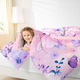 thumbnail image 4 of Homewish Kawaii Cartoon Butterfly Queen Comforter Set, Pink Plum Watercolor Bedding Sets, Flower Leaf Plant Reversible Bedding Comforter Set, Microfiber Bedroom Decor, 3pcs, 4 of 8