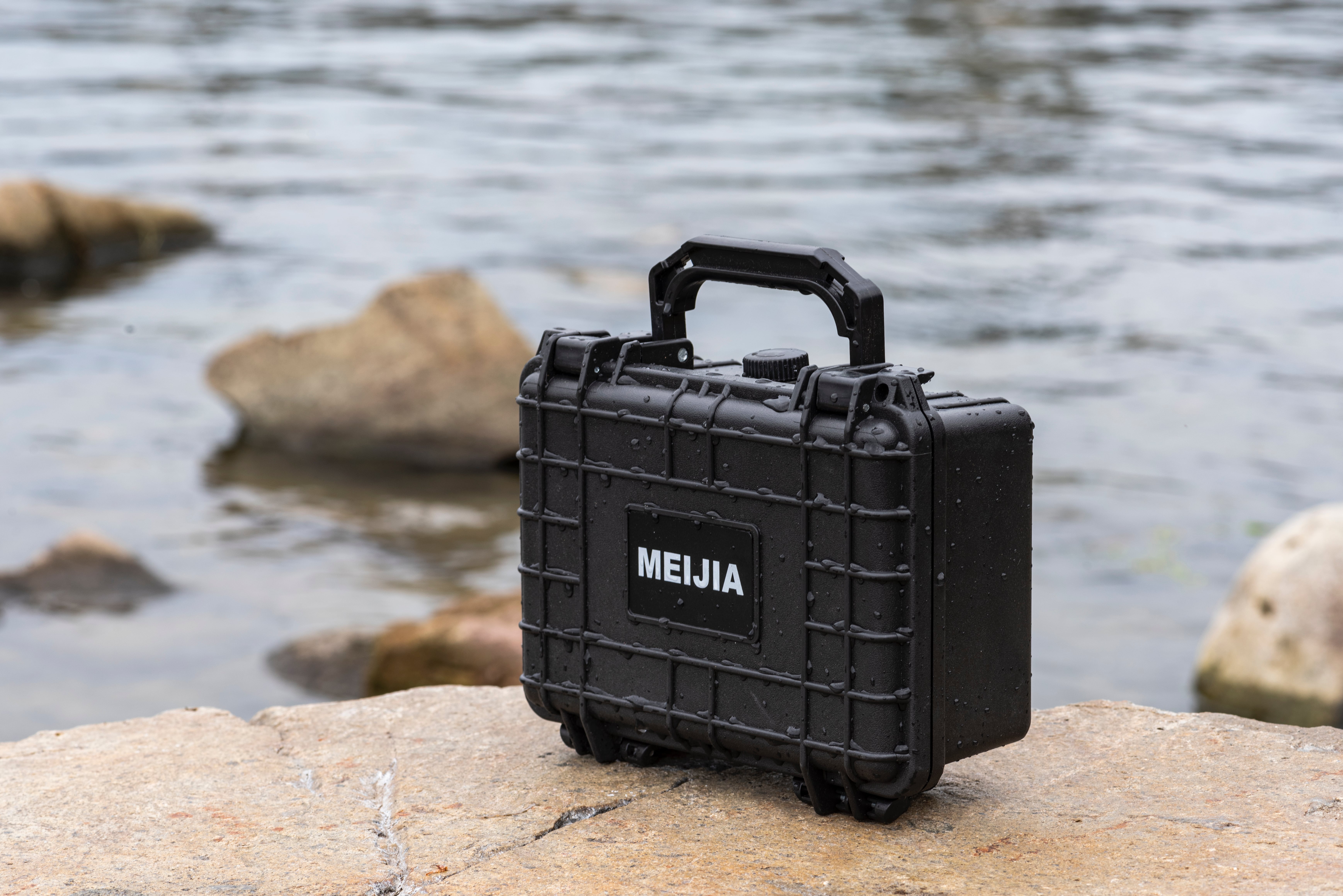 MEIJIA Portable All Weather IP67 Waterproof Hard Case with Foam,Black, 8.12x6.56x3.56inches,
