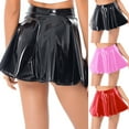 thumbnail image 6 of Hontri Skirt, Women's Solid Color Glossy Carnival Pleated Skirt Half Skirt Miniskirt Red 3Xl under $10, 6 of 8