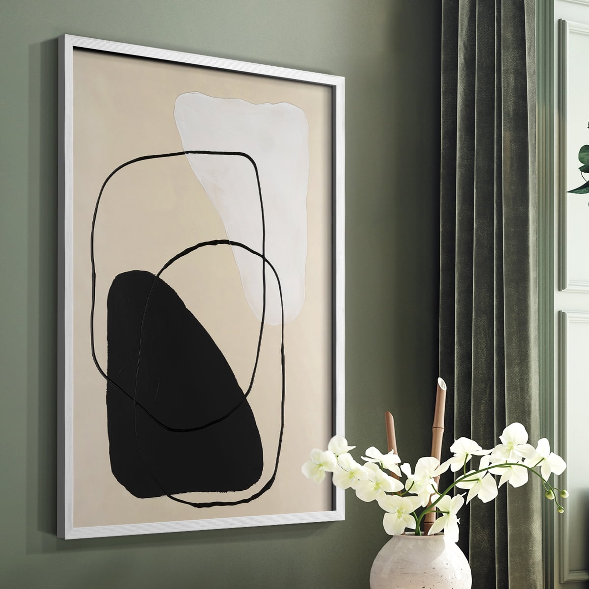 Avant Mod II Framed Print in White Solid Wood Framed Print No Nail Hanging