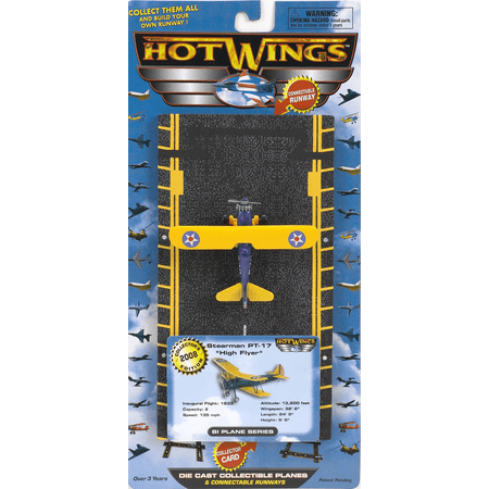 Hot Wings Stearman PT-17 High Flyer Diecast Collectible Plane with Connectible Runway #1 Seller in Aviation Museums Nationwide