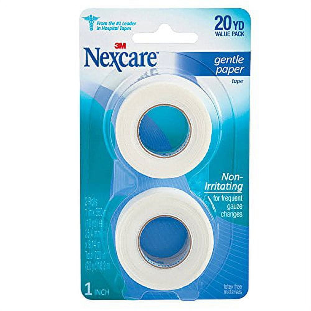 3M 781-2PK Nexcare Gentle Paper First Aid White Tape 1 in. x 10 yd. (5 Sets of 2 Rolls)