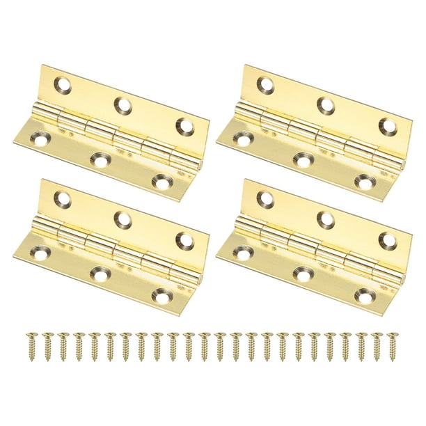 Uxcell Paquete de 4 Bisagras de Puerta Pequeñas, 2.5in (63mm) Bisagras Mini de Latón Plegables con Tornillo para Caja de Joyas