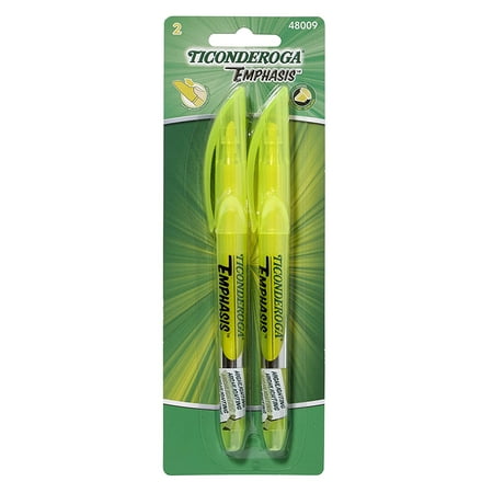 Emphasis Pocket Style Highlighter Ticonderoga Emphasis Fluorescent Highlighters, Pocket Style with Clip, Chisel Tip, 2-Pack, Yellow (48009) By Dixon Ticonderoga Ship from US ()