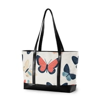 FORMRS Laptop Tote Bag for Women with 15.6" Computer Compartments Handbag, Beige Butterflies