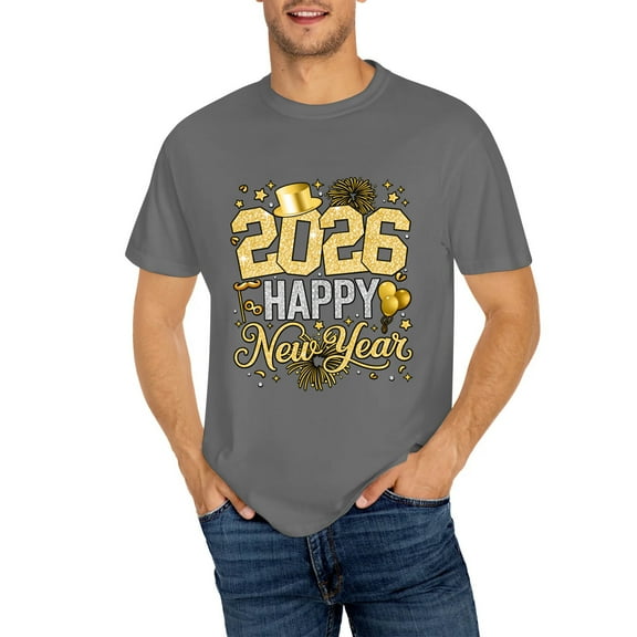 Happy New Year 2026 T-Shirt Tee，New Year Party 2026 Family Matching Men Women T-Shirt Tee, OdeJous Dark Grey Small