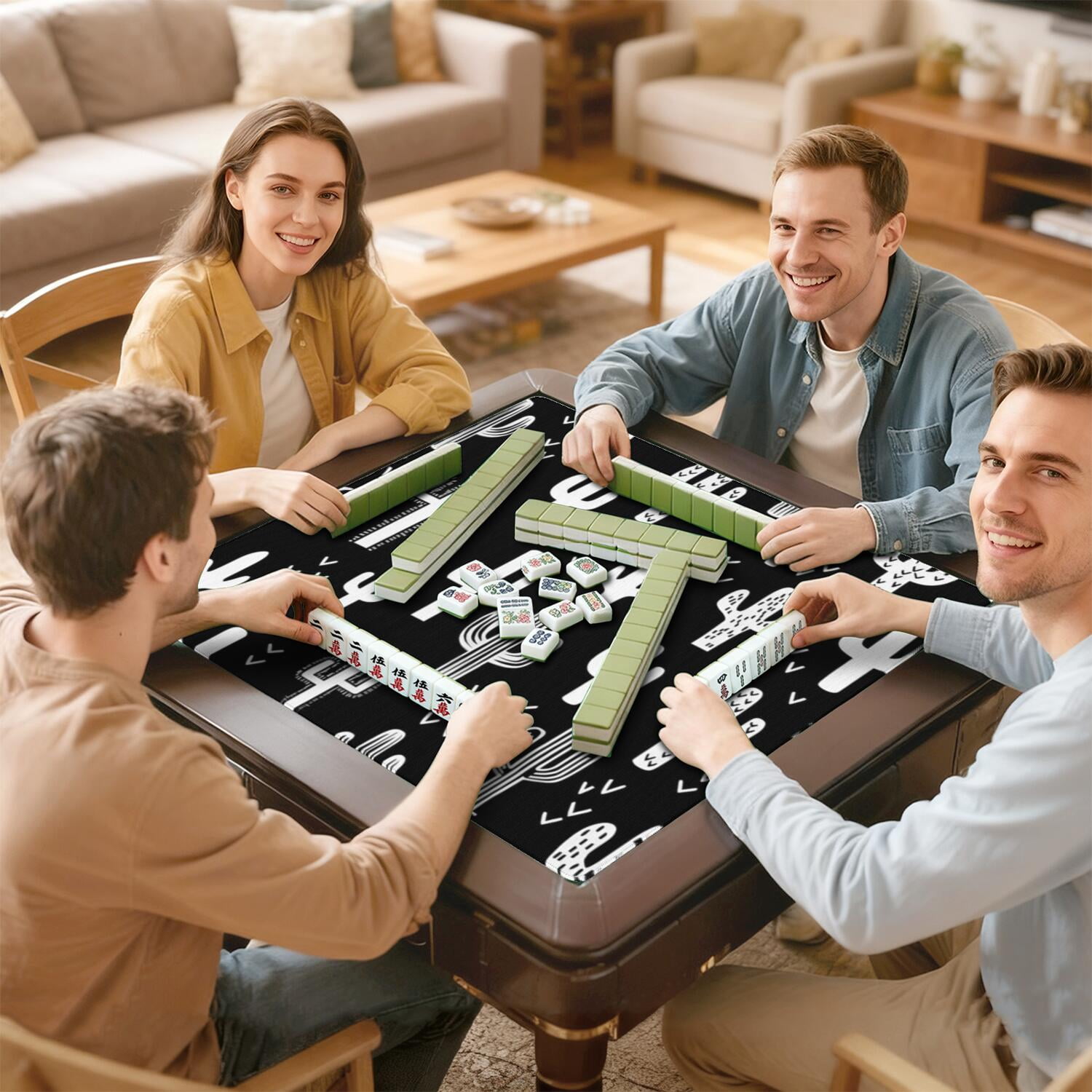 31.5x31.5 Inch Plants Style Game Pad Crafted from High Quality Rubber Material with Anti-Slip Non-Slip Grip and Noise Reducing Features for Cards Tiles Games