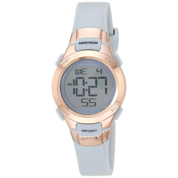 Armitron Sport 45/7012Pbl Reloj Con Cronógrafo Digital Acentuado En Tono Oro Rosa Y Correa De Resina Azul Polvo Para Mujer