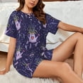 thumbnail image 6 of Bingfone Lavender Flowers Print Pajamas Sets for Women Soft Short-Sleeved Pjs with Lounge Shorts Two Piece Sleepwear, 6 of 8