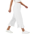 thumbnail image 3 of Hngshg Womens Capri Pants Summer Beach Vacation Ruffle Wide Leg Pants Loose Leisure Solid Color Drawstring Trousers with Pockets, 3 of 7