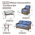 thumbnail image 5 of Bellefurn Luxury High Back Outdoor Furniture Set with 6 inch Thick Cushion,Patio Furniture Set with Swivel Rocker Chair,Sofa and Coffee Table,5 PCS Wicker Conversation Set for Porch,Deck,Garden, 5 of 12