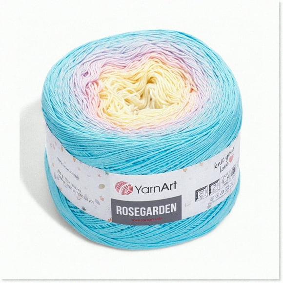 Roseraie Arc-en-Ciel: Fil de Crochet 100% Coton - Multicolores Vibrants pour les Projets de Printemps et d'Été - 250gr (8,80 oz), 1094yds