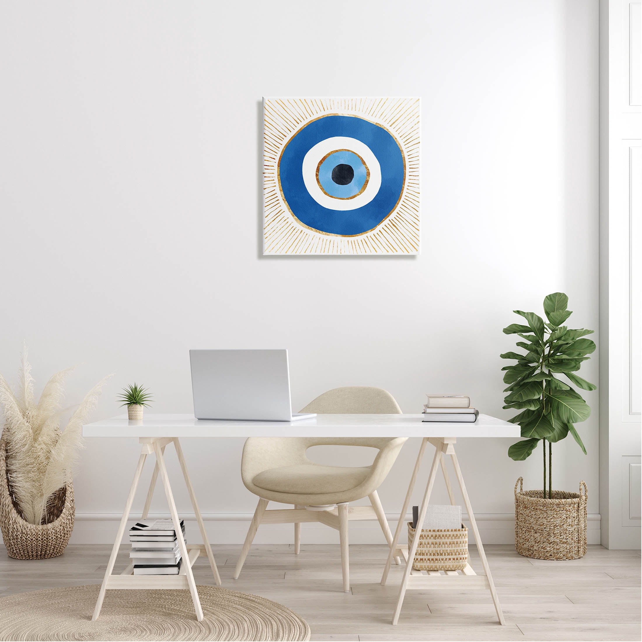 Stupell Industries Evil Eye Symbol Striped Rays Graphic Art Gallery Wrapped Canvas Print Wall Art, Design by Ziwei Li