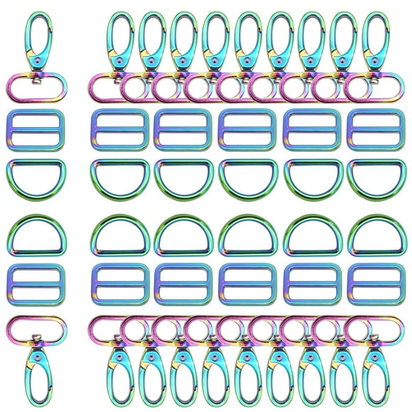 Arc-en-ciel Pivotant Crochet Griffe Fermoir - 25mm Sangle de Glissement Boucle D Anneau de Réglage Boucle pour Collier de Chien Sac à Dos Sac à Main Matériel