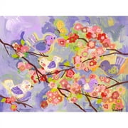 Oopsy Daisy's Cherry Blossom Birdies Lavender & Coral Canvas Wall Art, 24x18