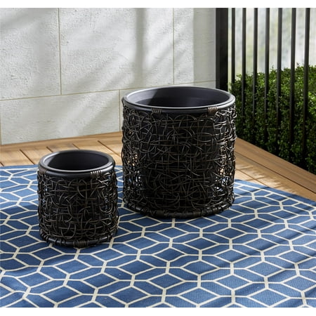 - Cosco Outdoor Nesting Pot Patio Planter 2-Piece Basket Box Set, Brown Wicker