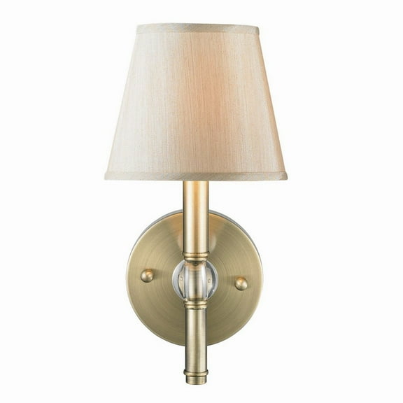 Wry Lighting Waverly 1-light Wall Sconce in Aged Brass and Silken Parchment shade