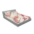 thumbnail image 2 of Ambesonne Floral Fitted Sheet & Pillow Sham Set, Vintage Sakura Flowers, Queen, Pink Beige Grey, 2 of 2