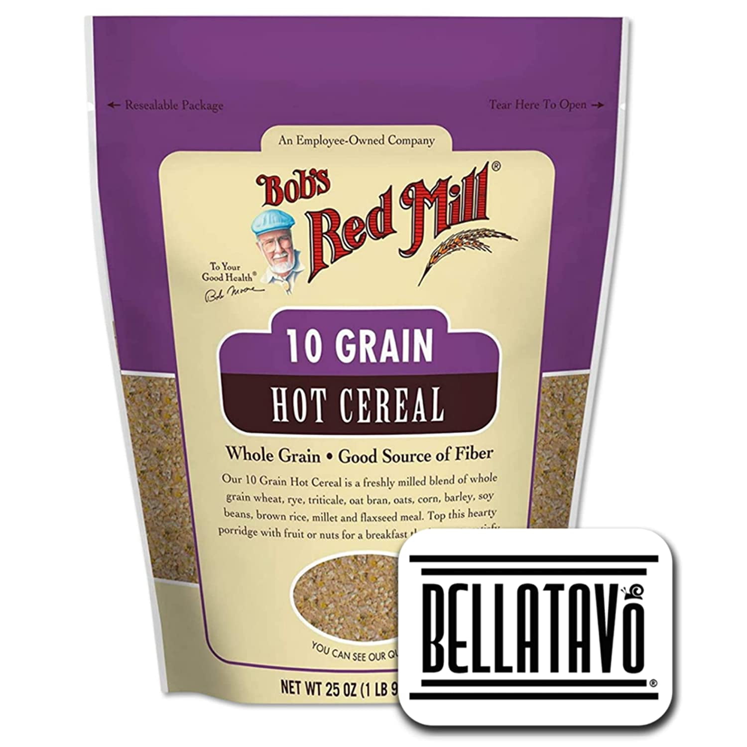 Hot Cereal Bundle. Includes One-25 Oz Bag of Bobs Red Mill 10 Grain Hot Cereal and a BELLATAVO Fridge Magnet. Bobs Red Mill 10 Grain Cereal is Made from Whole Grain!