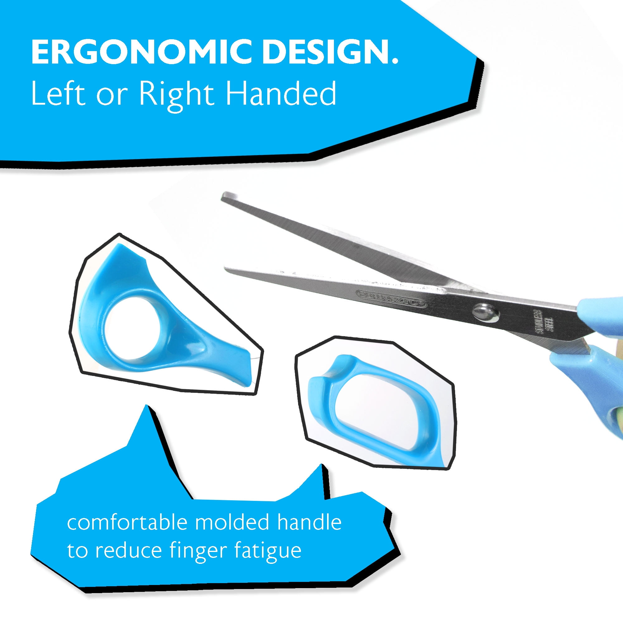 BAZIC 7" Stainless Steel Scissors, Straight Handle, Assorted Color, 24-Pack