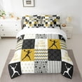 thumbnail image 2 of Castle Fairy Gamer Volleyball Girl 7 Pieces Bedding Comforter Set,Lattice Stripes Full Bedding Set Lightweight,Sport Theme Fitted Sheet Flat Sheet,Geometric Room Decor, 2 of 8
